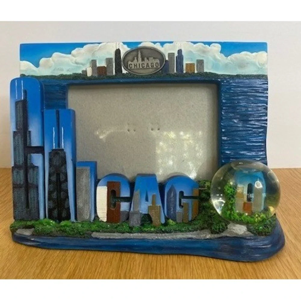 Unbranded Chicago Skyline Picture Frame Blue Good 3D Snowglobe Resin
